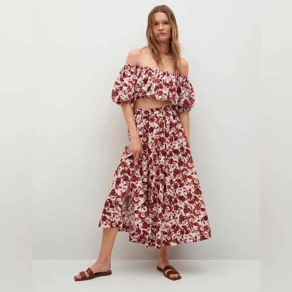 Mango Floral Skirt and Crop Top Set - Picture 1 of 10